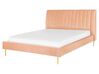 Bed Velvet MARVILLE 160 x 200 cm (EU King Size) Peach Pink