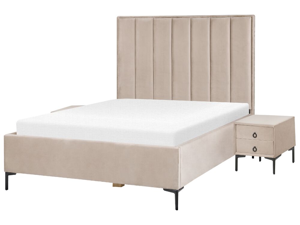 Sovrumsset SEZANNE Sammet Taupe 140 x 200 cm