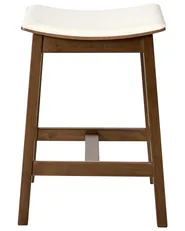 Set of 2 Bar Stools DIXON Wood Off-White/ Dark Brown_1016059