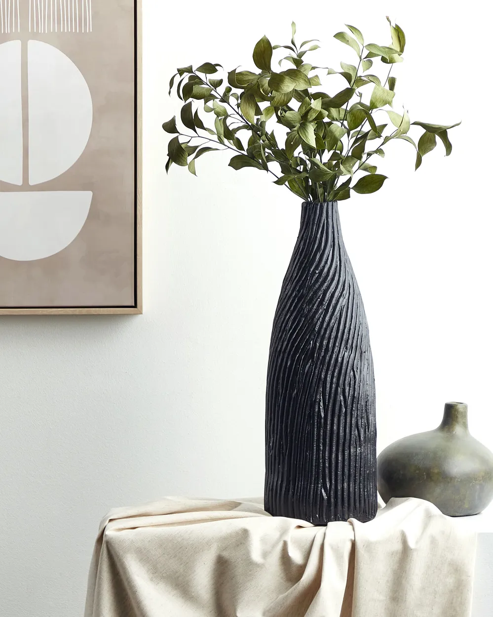 Decorative Vase FLORENTIA 50 cm Ceramic Black