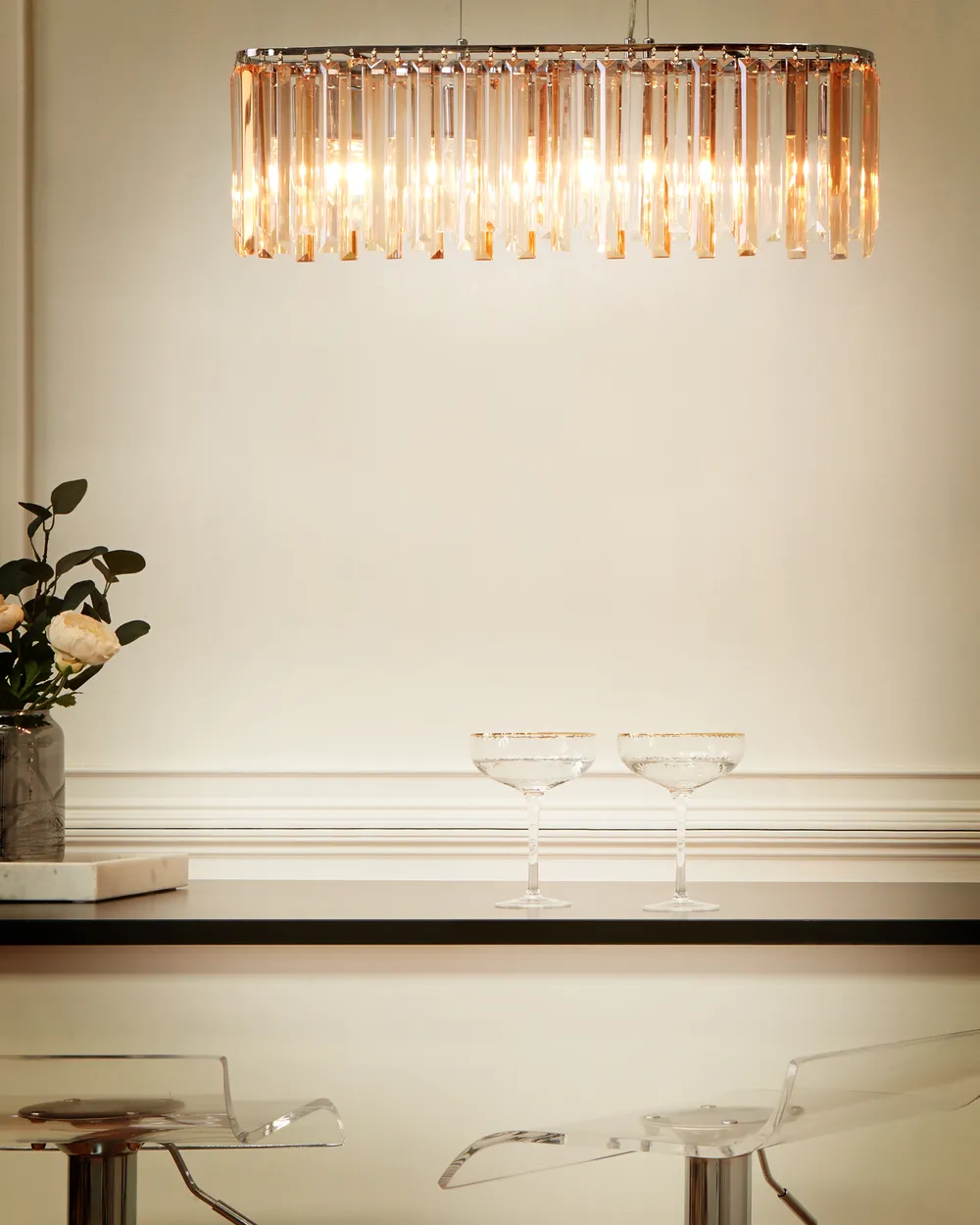Chandelier MANDEO Glass Silver