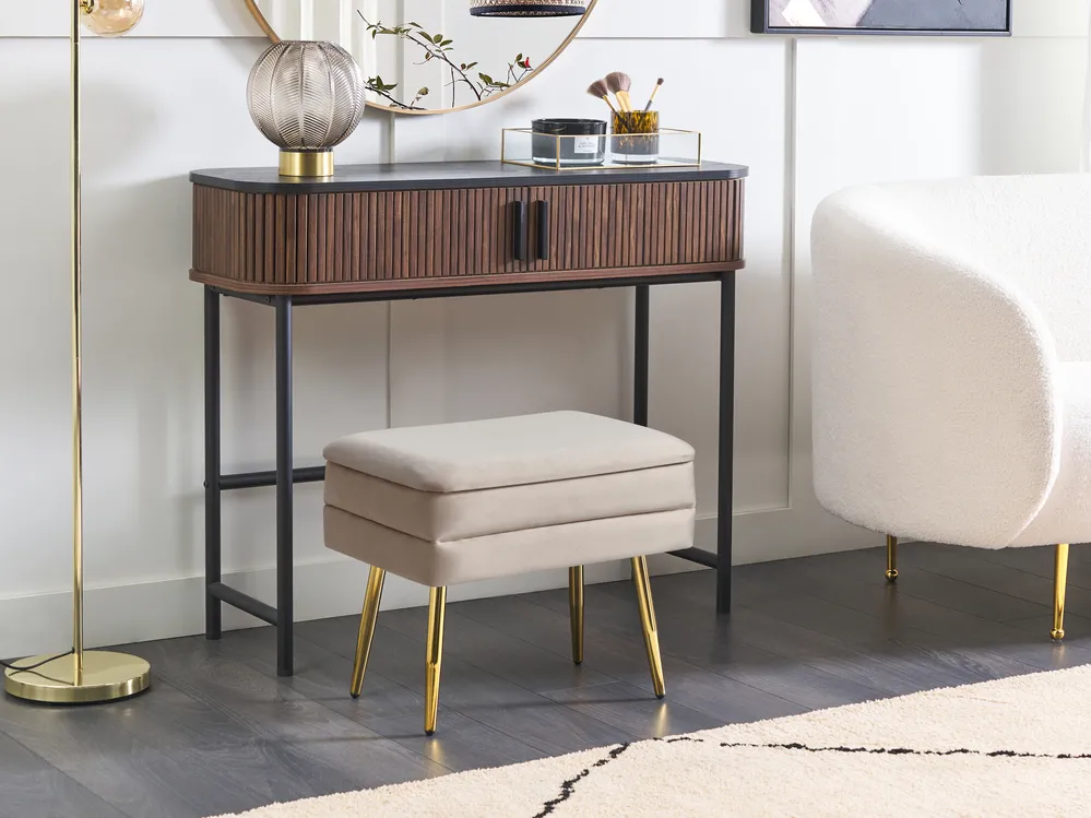 Upholstered Storage Bench ODESSA Velvet Beige