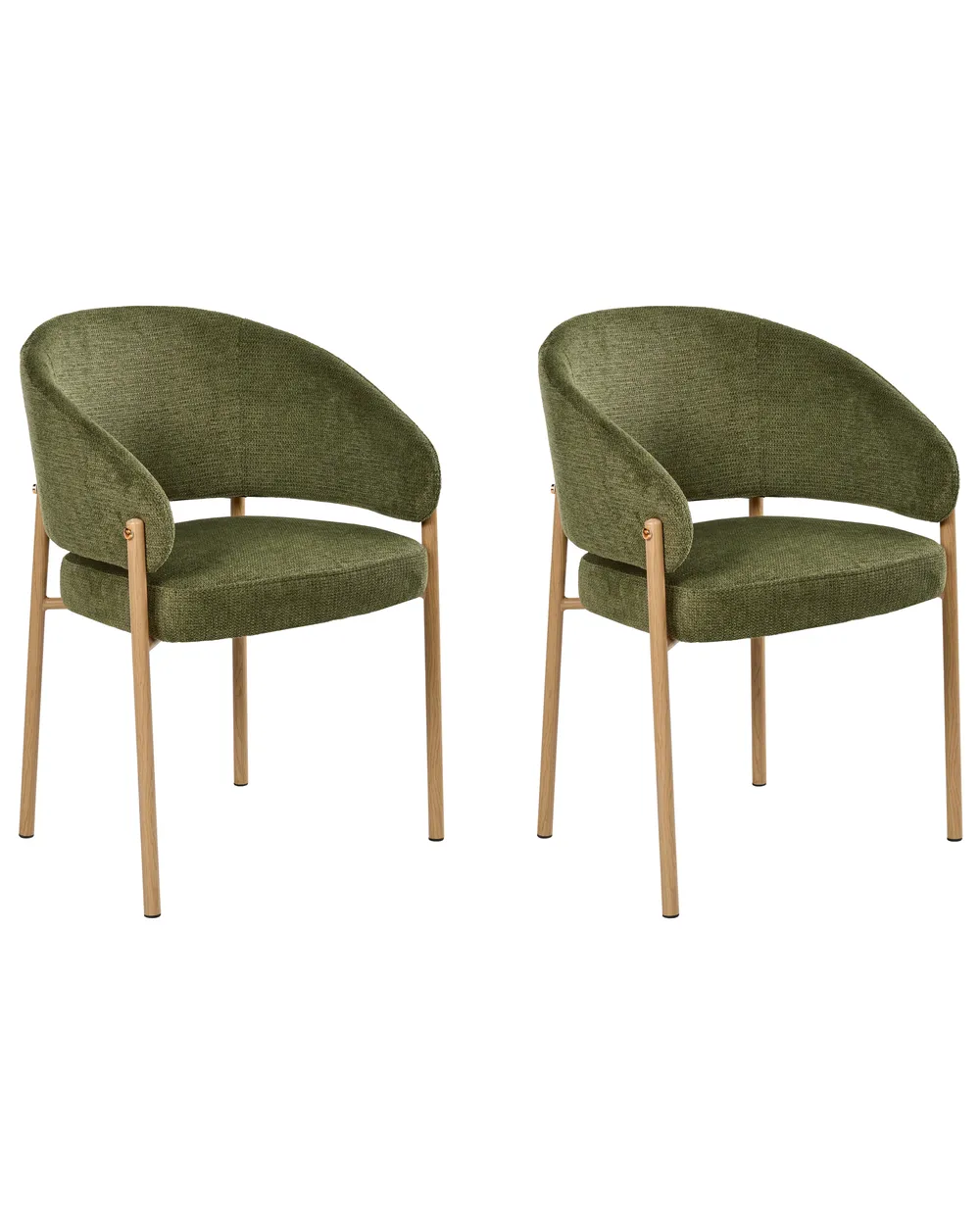 Set of 2 Dining Chairs ZANE Fabric Green