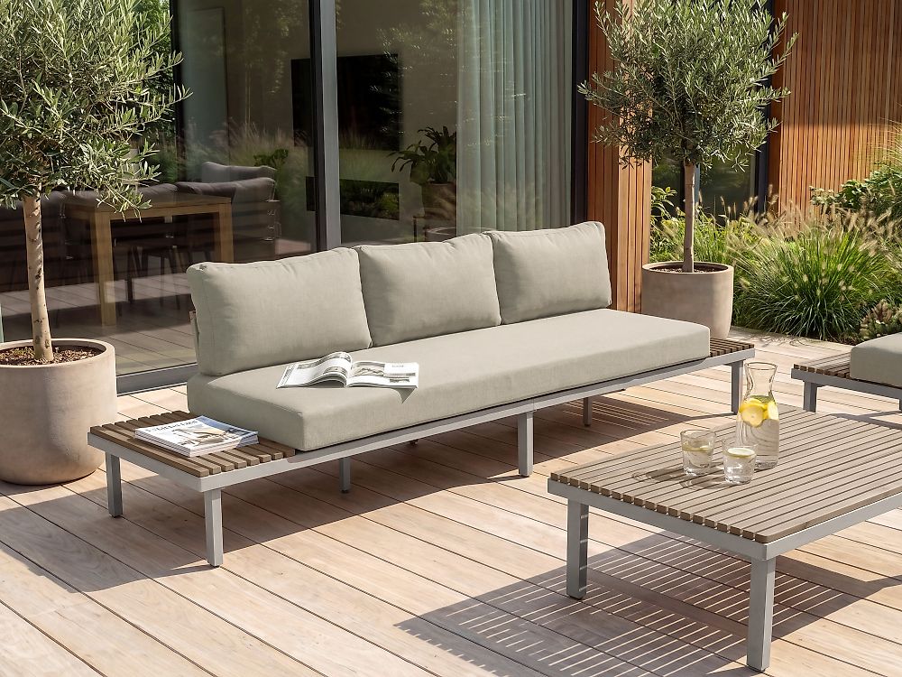 Garden Sofa 3 Seater FIVIZZANO Acacia Wood Beige
