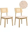 Set of 2 Dining Chairs EMBAR Wood Light Brown/ Light Beige