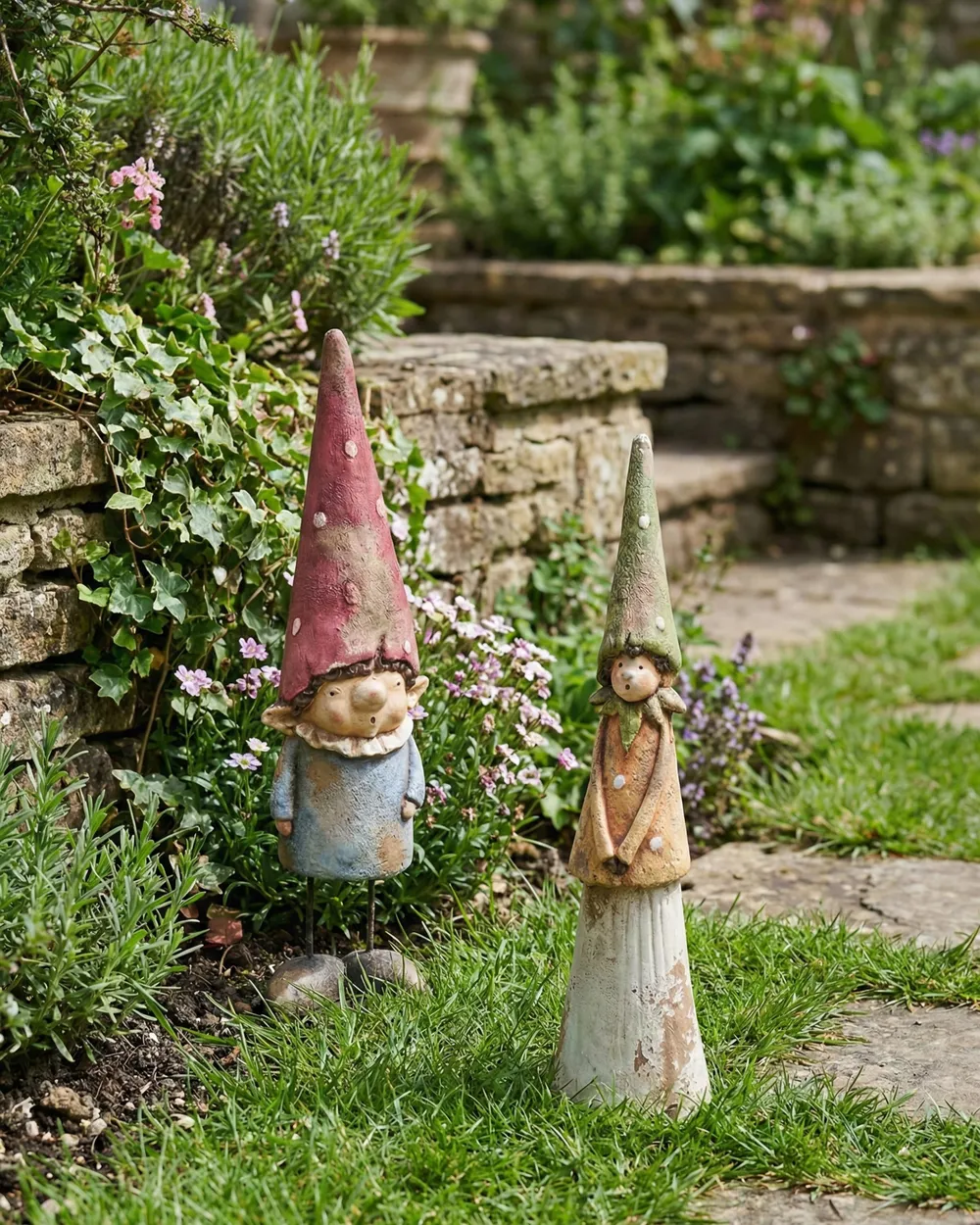 Set of 2 Garden Statues GREVA Gnome Multicolour