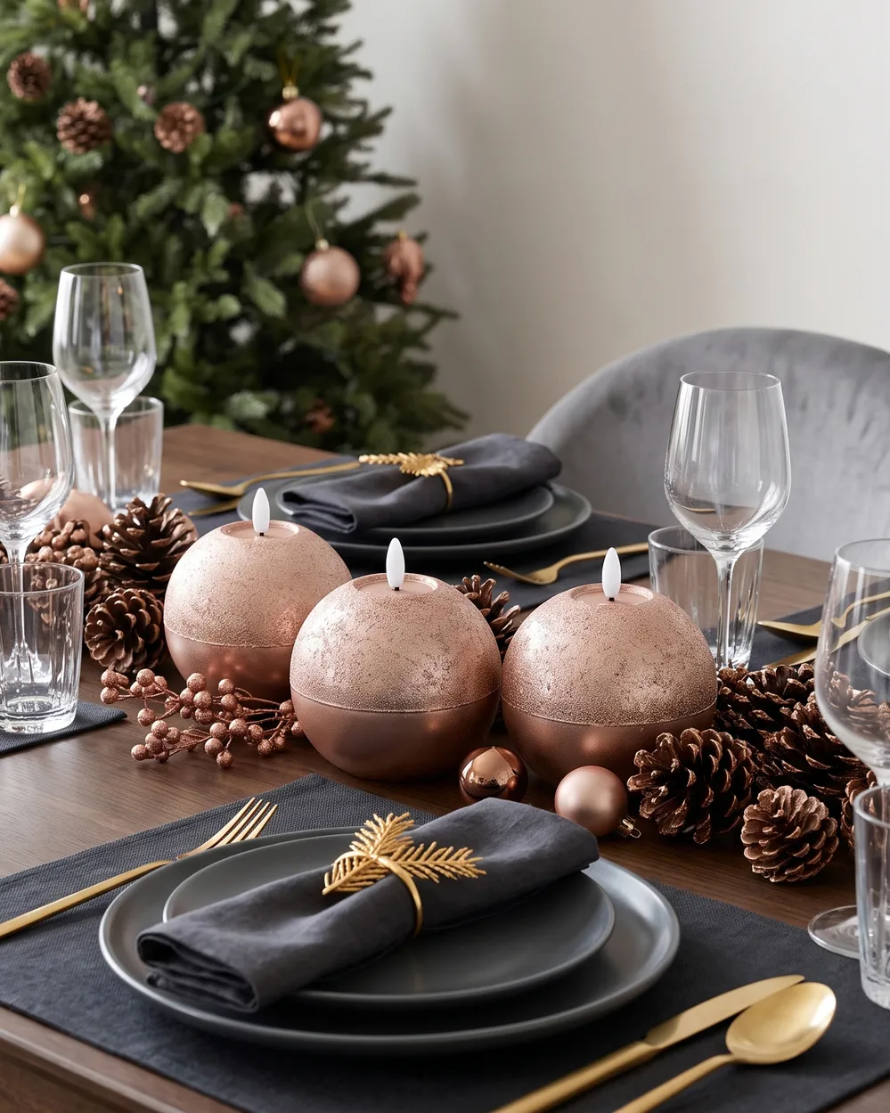 Set med 3 LED-ljus AMBROSIA 11 cm Guld_1093499