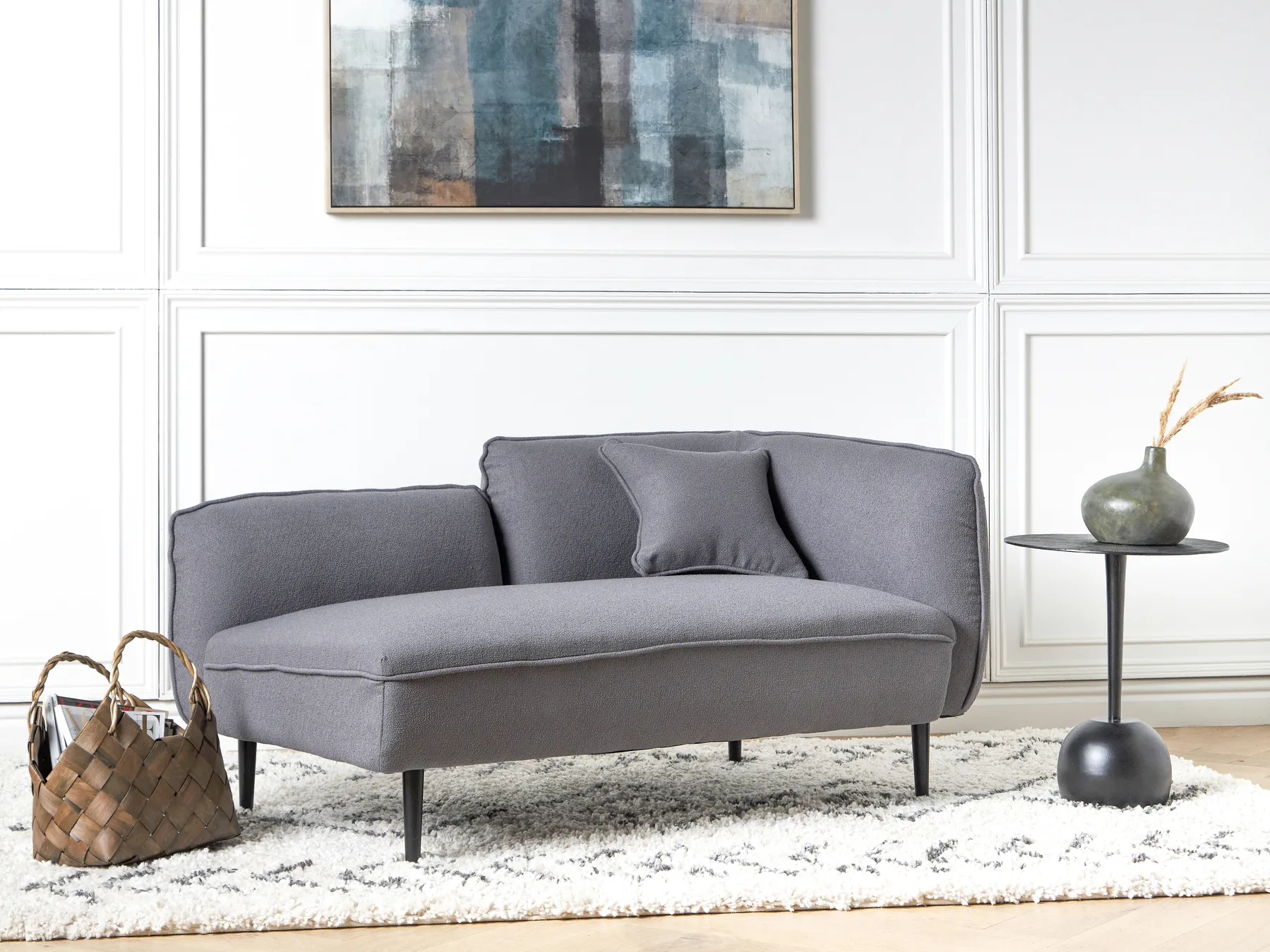 Right-Hand Chaise Longue CHEVANNES Boucle Dark Grey_895417