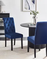 Set med 2 matstolar VELVA Sammet Mörkblå_949759