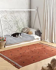 Kids Rug LAZA Brown 140 x 200 cm Cotton_1178847