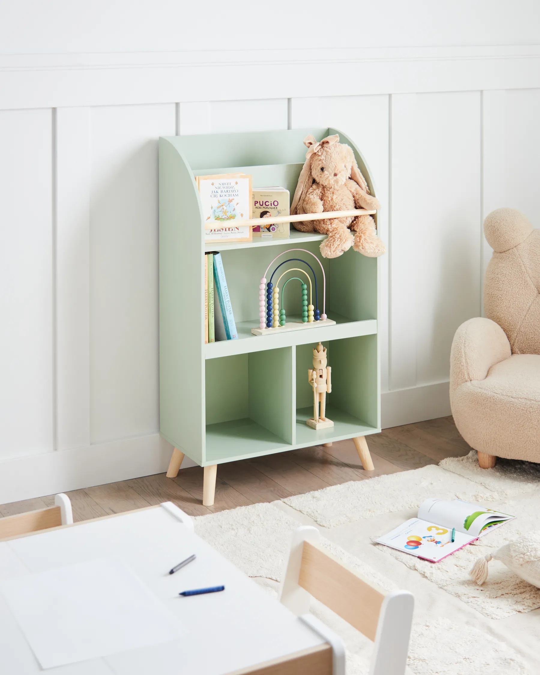 3 Tier Bookcase LILOET 102 cm Light Green_950036