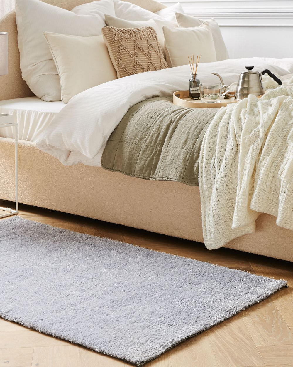 Shaggy Rug DEMRE Light Grey 80 x 150 cm