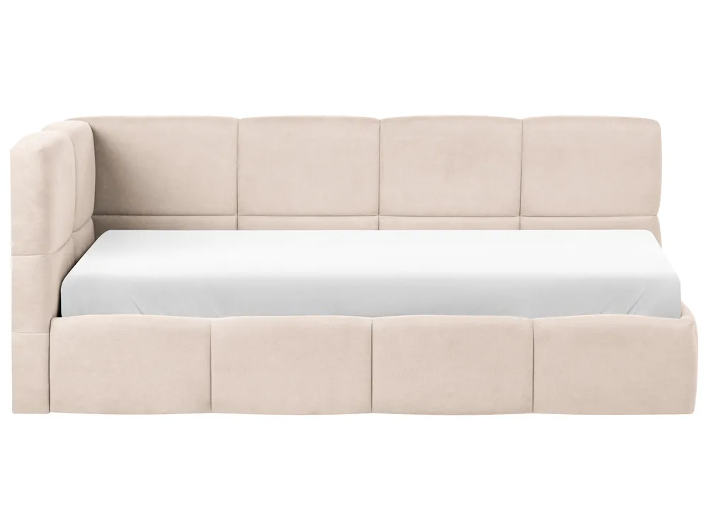 Dagbädd JACOU 90 x 200 cm med förvaring Vänstervänd Ljusbeige_1092700