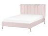 Bed Velvet MIRIBEL 140 x 200 cm (EU Double) Pastel Pink