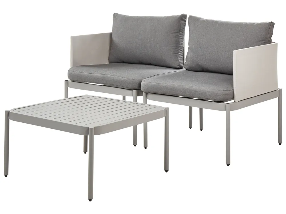 Garden Lounge Set with Table 2 Seater TERRACINA Metal Light Grey_863612