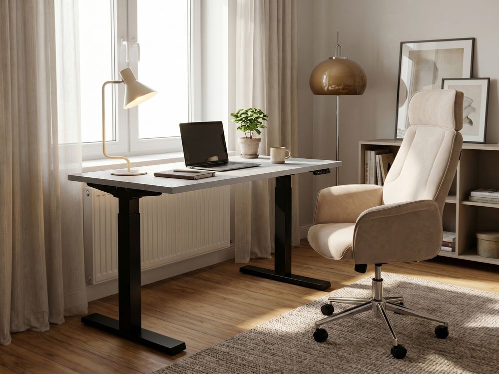 Elektrisk justerbart skrivebord DESTIN II 130 cm x 72 cm Grå/svart