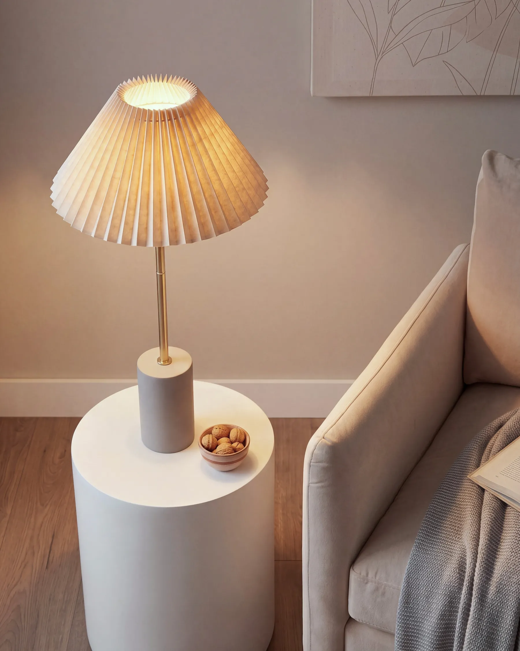 Table Lamp BALUARTE Faux Linen Beige_906161