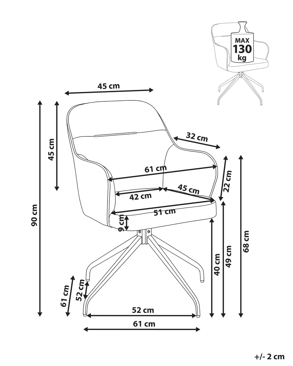 Dining Chair Swivel STOWE Fabric Brown_1078295