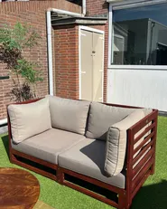 Garden Sofa 2 Seater TRANI Modular Acacia Wood Dark Red_1019889
