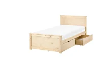 Bed with 2 Drawers DAUPHIN Pine Wood Light Brown 90 x 200 cm (EU Single)_1059761