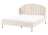 Bed Velvet AMBILLOU 160 x 200 cm (EU King Size) Light Beige