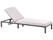 Sun Lounger with Cushion LARIANO Reclining Metal Light Beige_986654