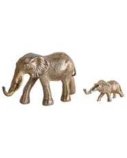 Set of 2 Figurines Elephant SEDLARI Metal Gold_1009454