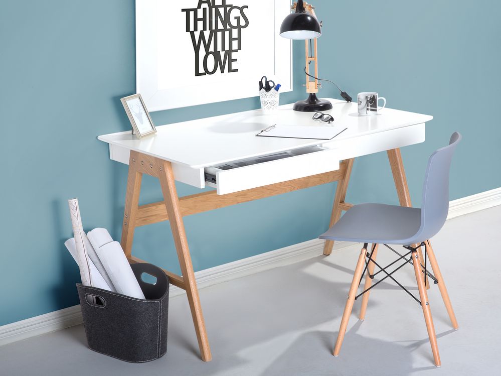 Skrivebord SHESLAY 120 cm 70 cm med skuffer Hvit