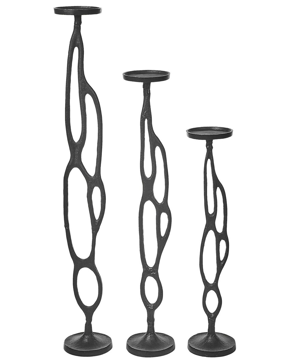 Set of 3 Candle Holders BUNI 54/68/84 cm Metal Black