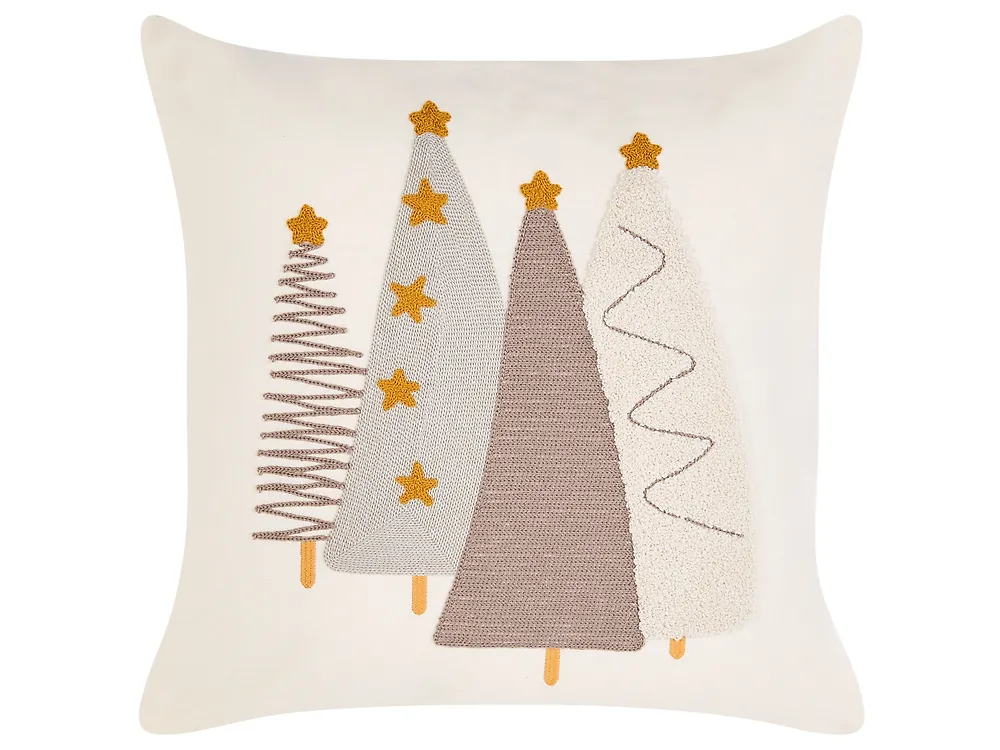 Koristetyynysetti 3 kpl NOLIA 30 x 50 cm 45 x 45 cm Puuvilla Valkoinen Joulukuvio_1164645