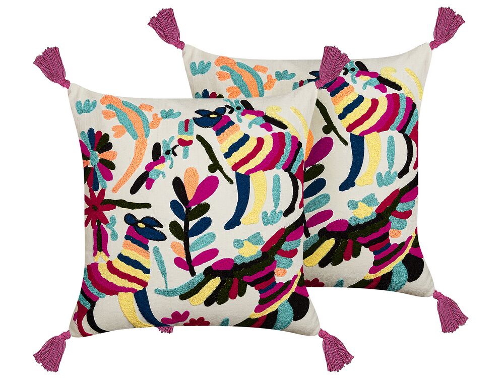 Set med 2 prydnadskuddar RAIGANJ 50 x 50 cm Bomull Flerfärgad Abstrakt tryck