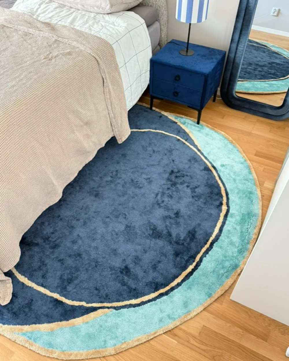 Rug KANRACH Navy Blue 200 x 200 cm Viscose_991780