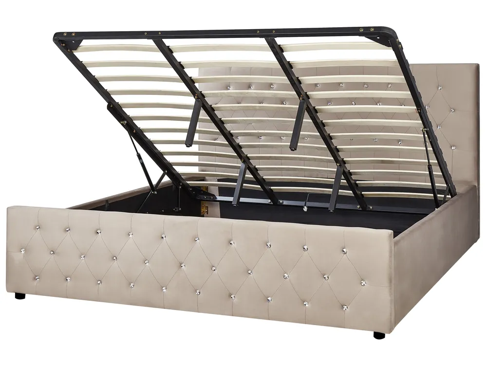 Ottoman Bed AMIENS Velvet Taupe 180 x 200 cm (EU Super King)