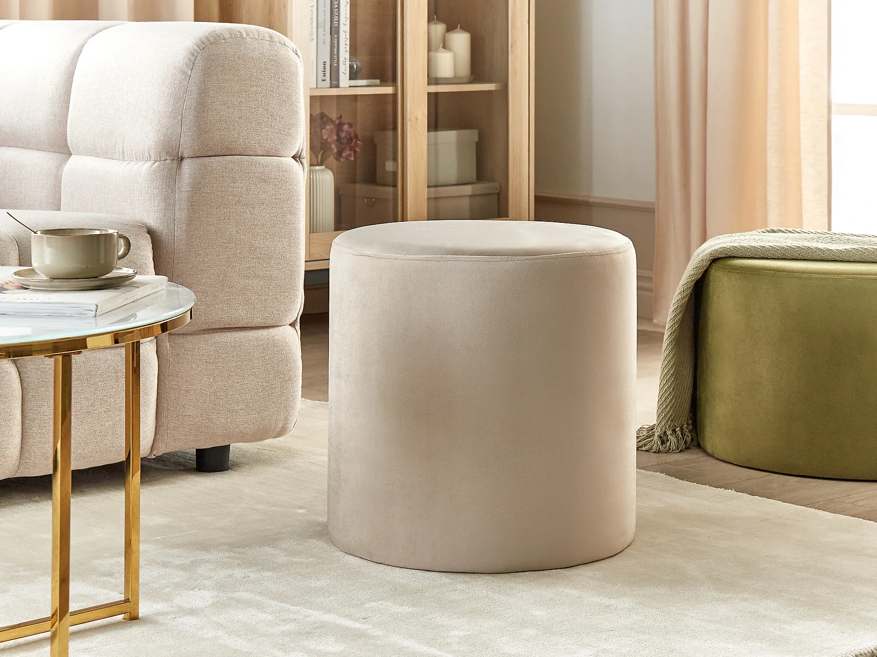 Pouffe LOVETT Velvet Light Beige_914667