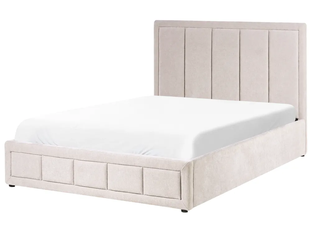 Ottoman Bed QUIBERON Chenille Taupe 140 x 200 cm (EU Double)_1023196