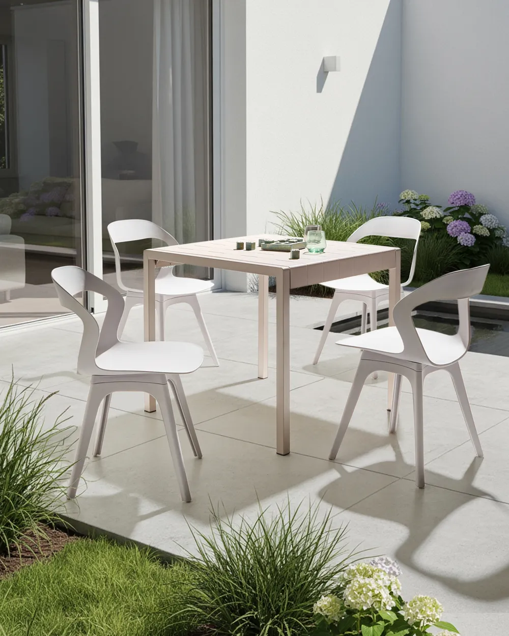 Set of 4 Garden Chairs LACHANIA Taupe