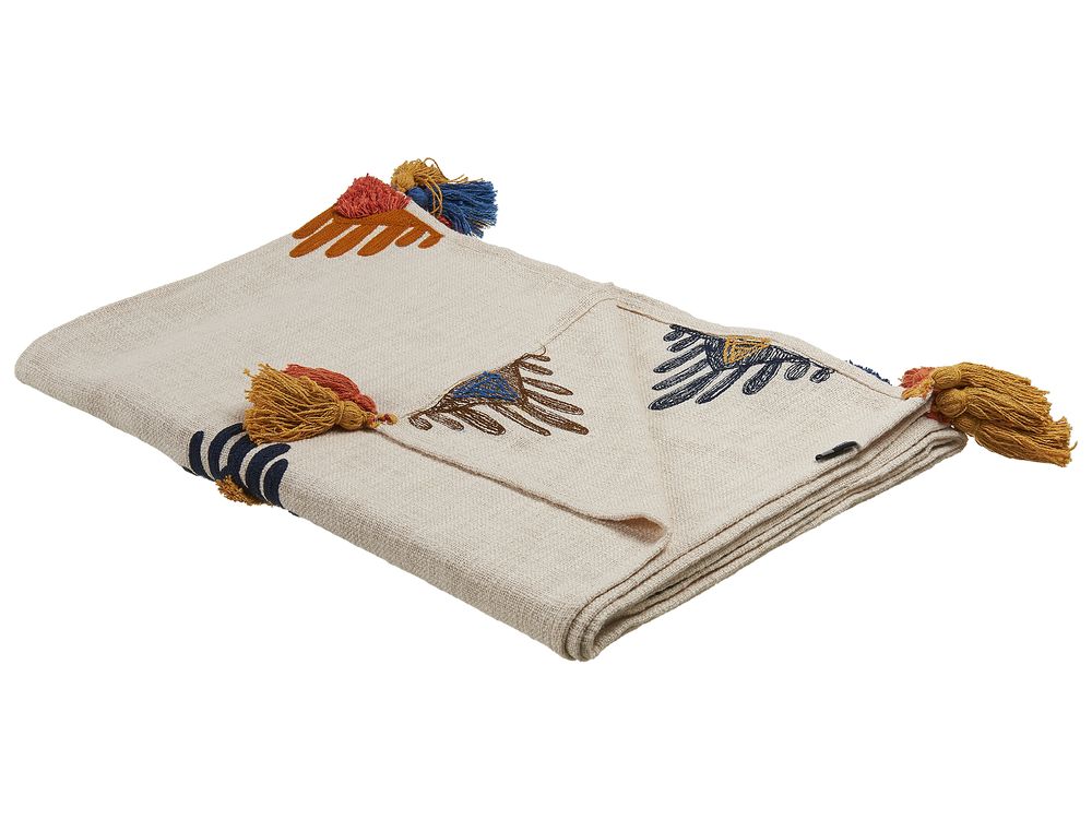 Pläd MUNGER Bomull 130 x 180 cm Beige