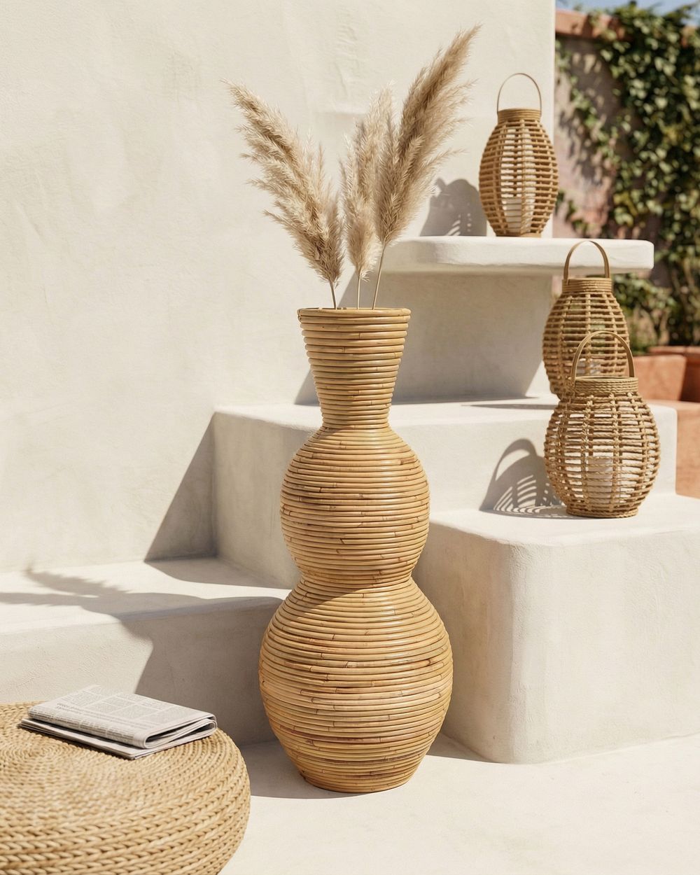 Dekorativ vase SYMI 70 cm Rotting Naturlig