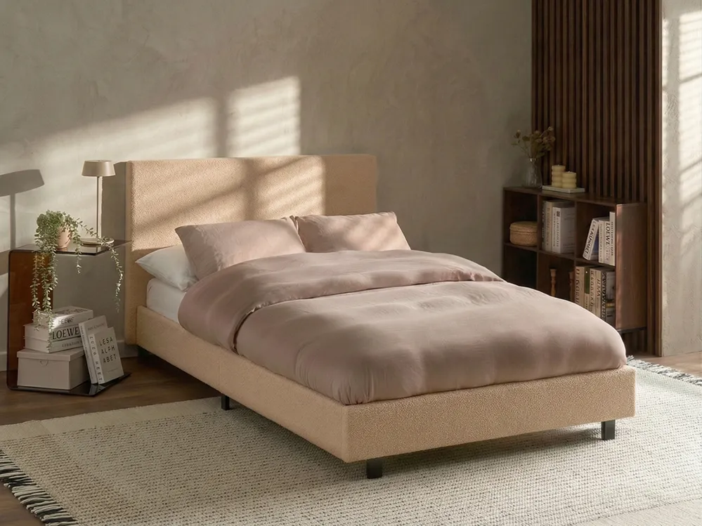 Bed Boucle ALBI 120 x 200 cm (EU Small Double) Beige