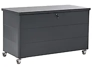 Oppbevaringsboks KYMI 136 cm 55 cm Metall med hjul Mørkegrå_1173663