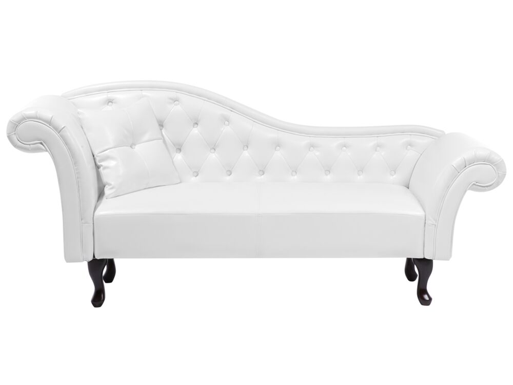 Left-Hand Chaise Longue LATTES Faux Leather White
