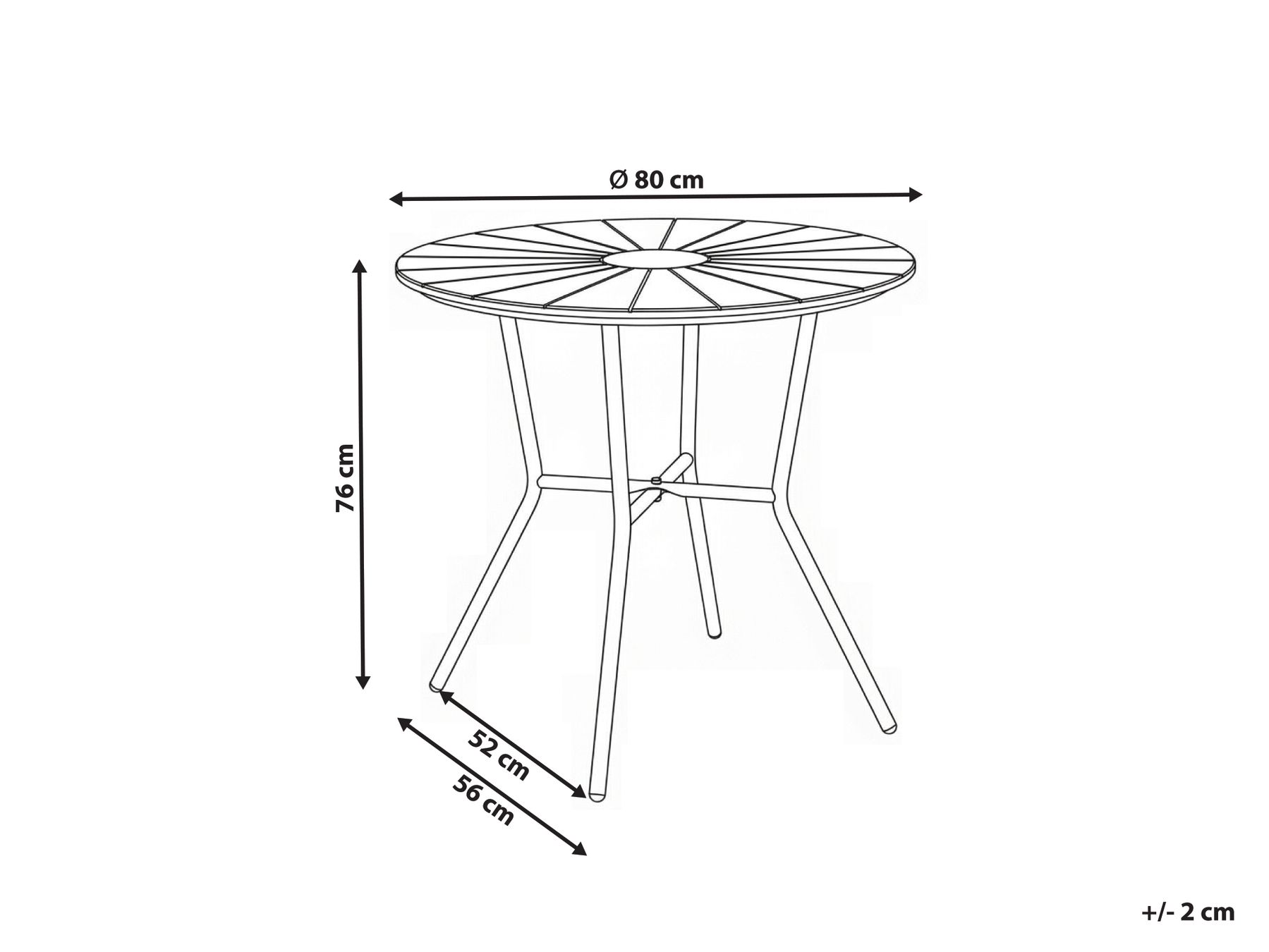 Spisebord til hagen LINOSA 80 cm 80 cm Metall Svart_1179409