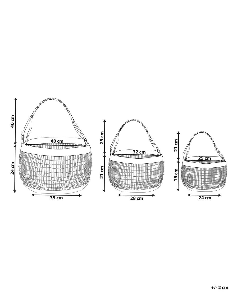 Set of 3 Baskets ARAPAIMA Seagrass Natural Ash Wood_824878