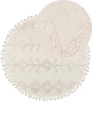 Matto HARRAN Vaaleanbeige ø 140 cm Puuvilla_840591