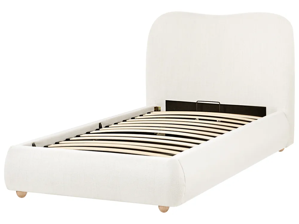 Ottoman Bed BLAGNAC Fabric Off-White 90 x 200 cm (EU Single)_1073169