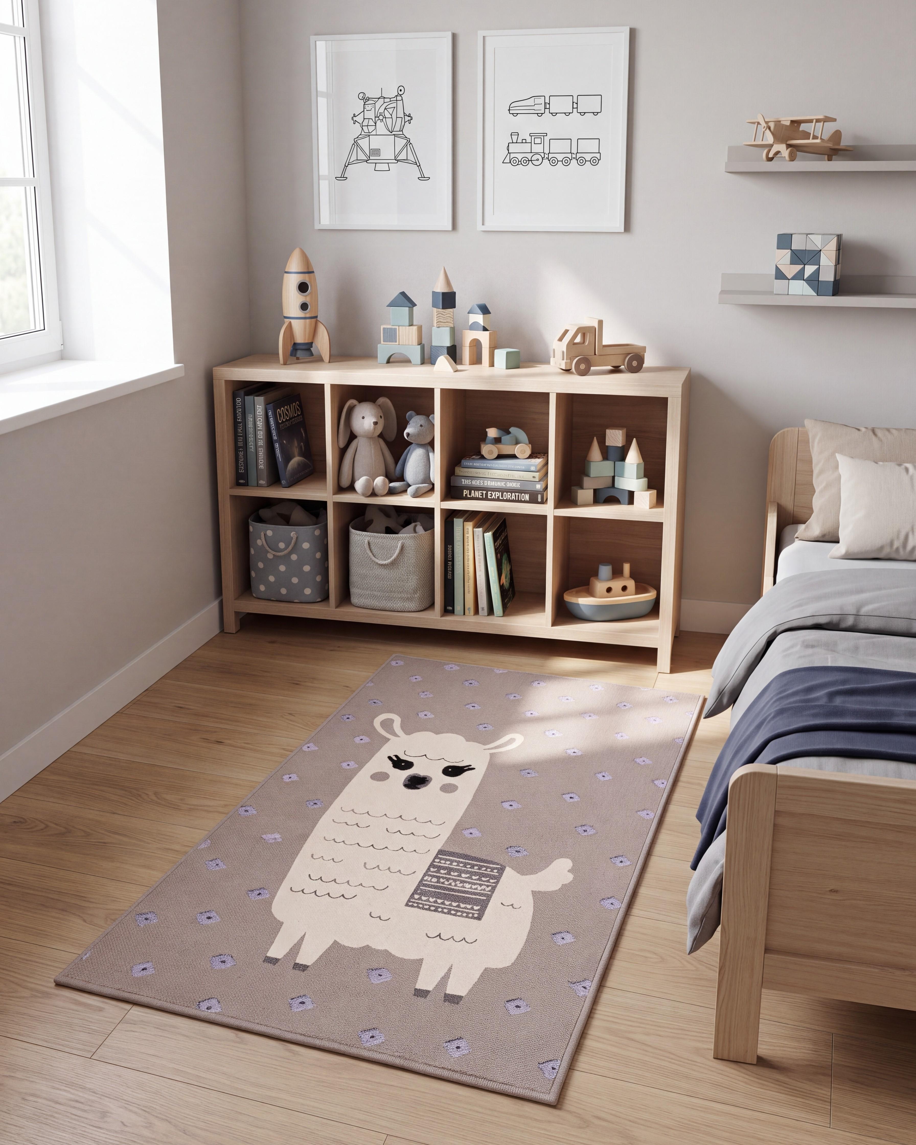 Kids Rug LUBUK Brown 80 x 150 cm Cotton