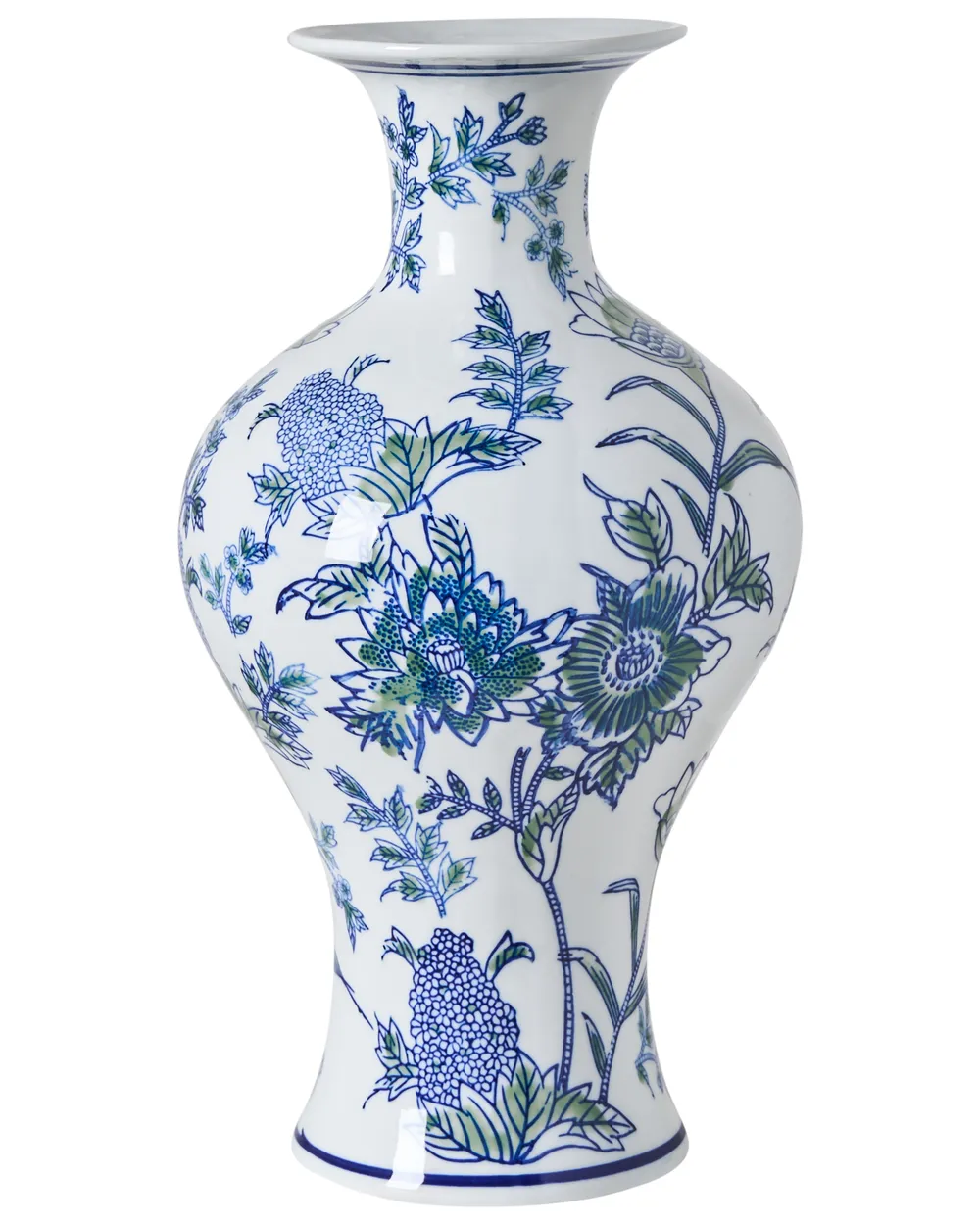 Flower Vase BERGA 36 cm Porcelain White/ Blue