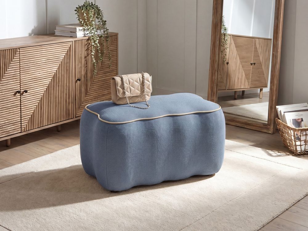 Upholstered Bench JUNO Fabric Light Blue