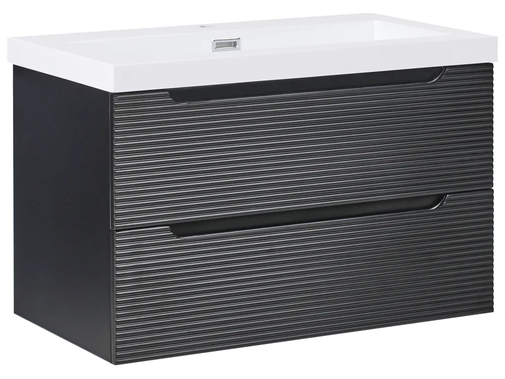 Wall Mounted Vanity Unit with Basin MAKANA Black