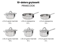 Grytesett med 10 deler PRIMECOOK Rustfritt stål Sølv_1051154